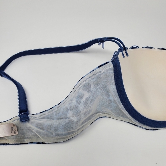 VICTORIA'S SECRET BLUE LACE ANIMAL PRINT BALCONET PUSH UP BRA WOMEN 36B - Picture 13 of 15